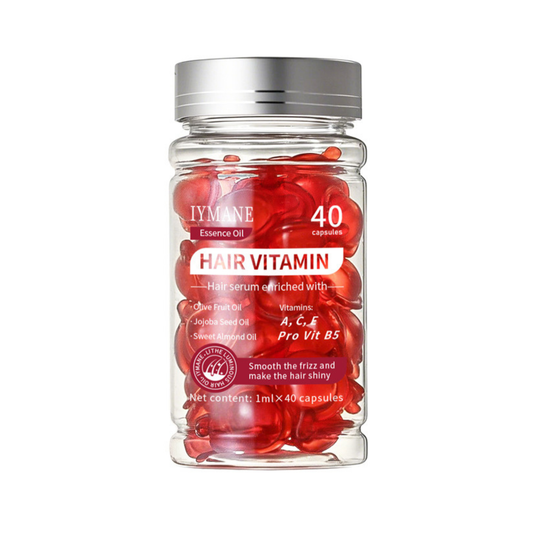 Hair Vitamin™ Cápsulas de aceite capilar reparación intensiva cabello dañado apariencia saludable y brillante mezcla premium de vitaminas y aceites.