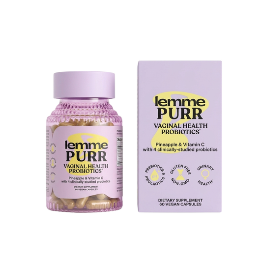 LemmePurr™Suplemento probiótico femenino Apoya la microbiota íntima mayor confort y confianza cada día fórmula vegana con vitamina C.