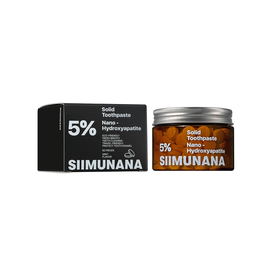 Siimunana Dental™ Tabletas Dentales Blanqueadoras elimina manchas sonrisa más blanca desde los primeros cepillados con remineralización activa sin flúor.